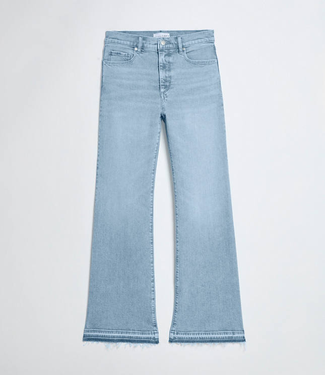 Petite Let Down Hem High Rise Relaxed Flare Jeans in Vintage Light Indigo Wash