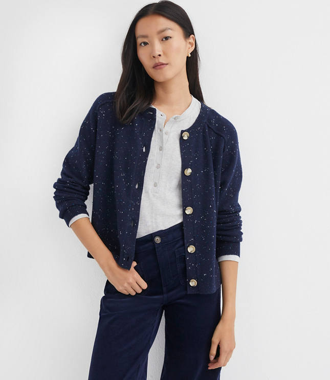 Petite Flecked Saddle Sleeve Cardigan