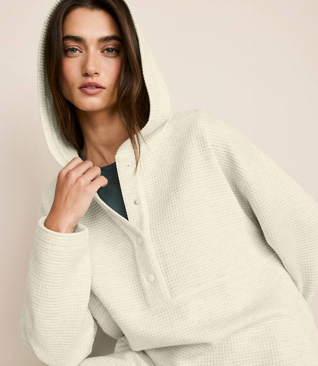 Lou & Grey Heathered Wafflestitch Snap Hoodie