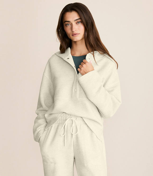 Lou & Grey Heathered Wafflestitch Snap Hoodie