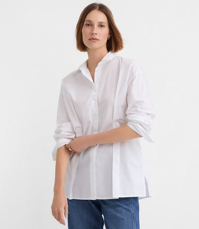 Petite Seamed Poplin Tunic Shirt