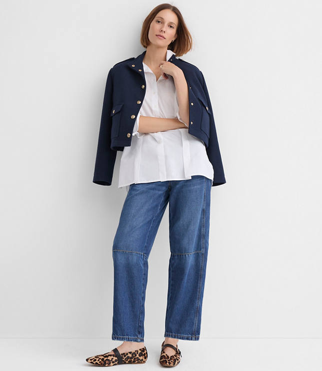 Petite Seamed Poplin Tunic Shirt