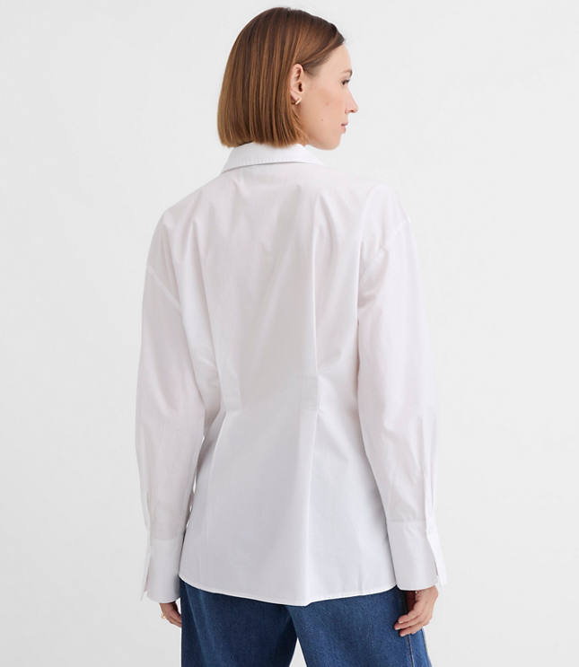 Petite Seamed Poplin Tunic Shirt