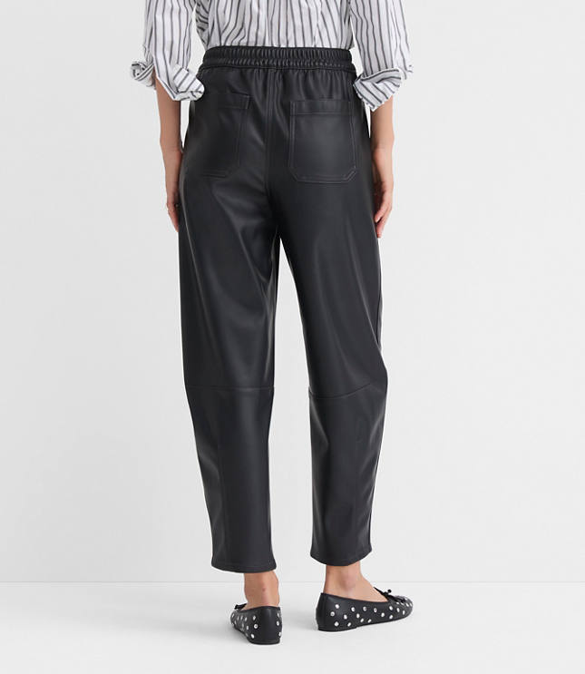 Tall Pull On Barrel Pants in Faux Leather