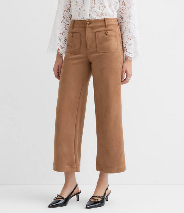 Palmer Wide Leg Pants in Faux Suede