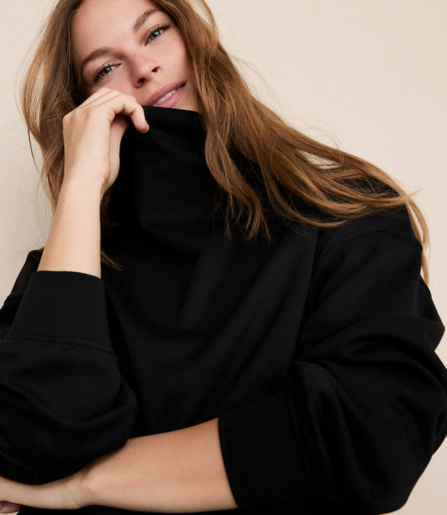 Lou & Grey Scubasoft Mock Neck Drawstring Hem Top