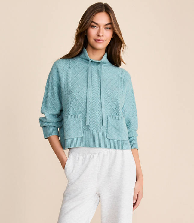 Lou & Grey Bobble Drawstring Neck Sweater