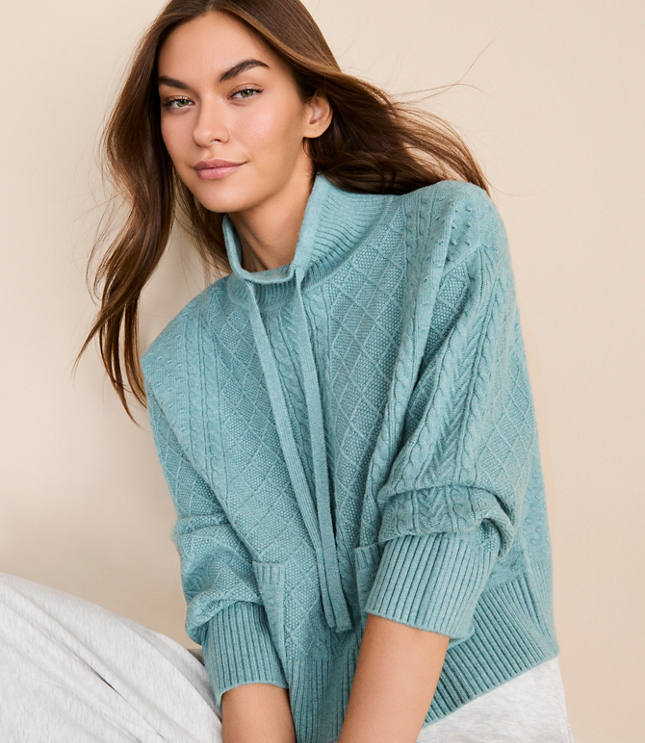 Lou & Grey Bobble Drawstring Neck Sweater