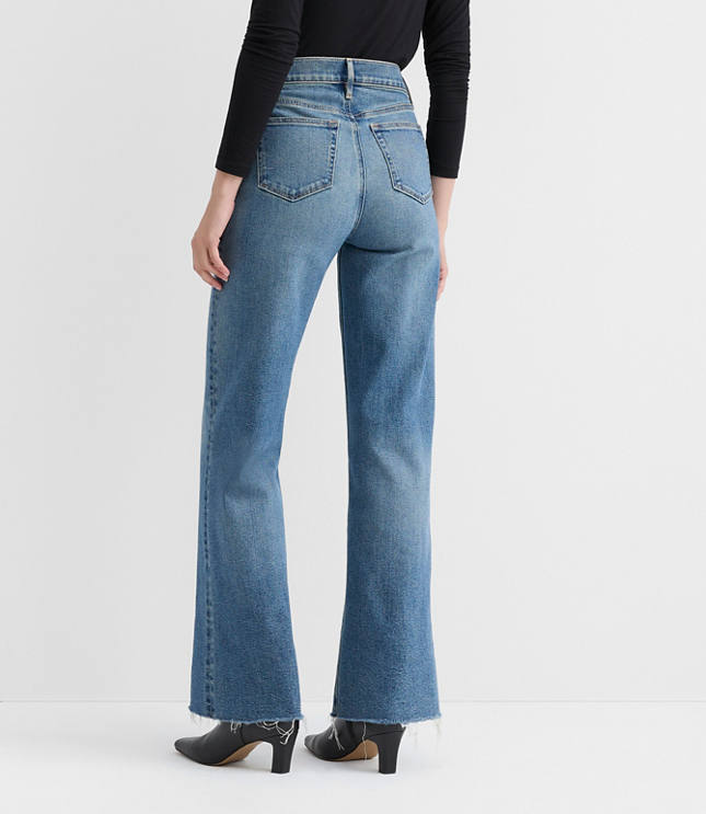 Frayed High Rise Wide Leg Jeans