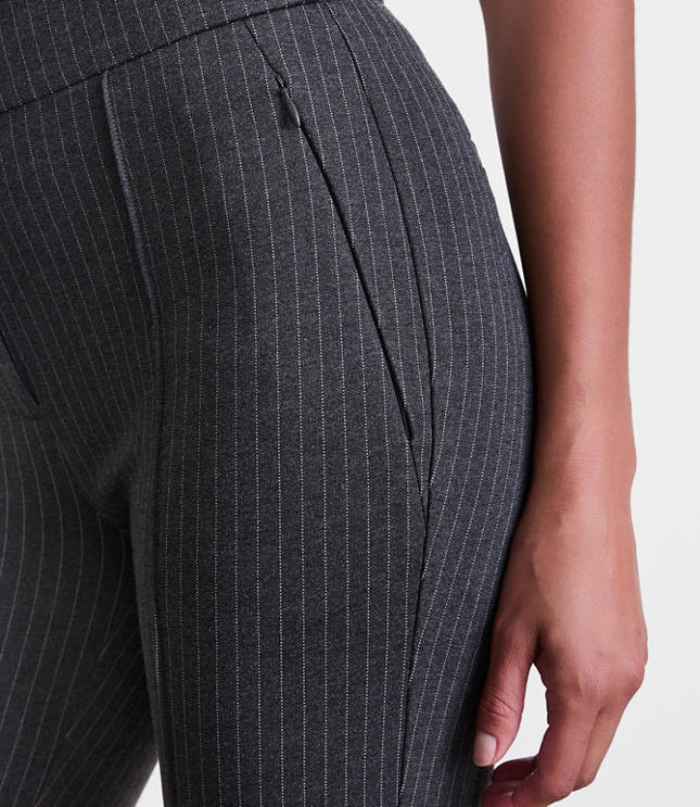 Curvy LOFT Versa Pintucked Ponte Flare Pants Pinstripe