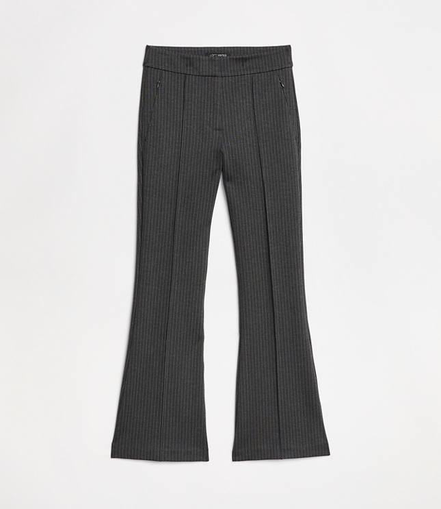 Curvy LOFT Versa Pintucked Ponte Flare Pants Pinstripe