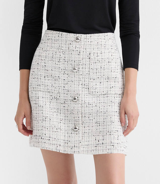 Tall Tweed Mini Patch Pocket Skirt