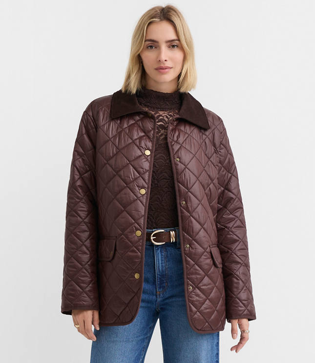 Petite Quilted Puffer Barn Jacket