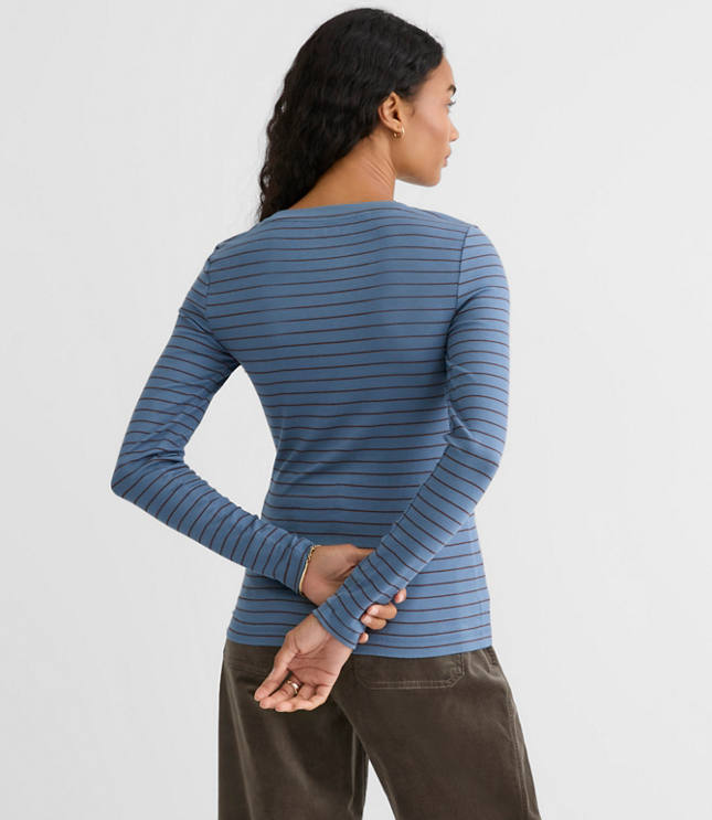 Striped Micro Modal Crew Neck Long Sleeve Tee
