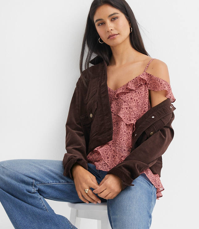 Floral Ruffle Off The Shoulder Cami