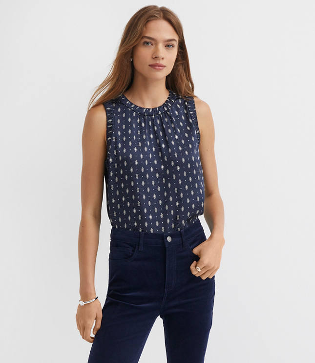 Petite Foulard Ruched Trim Shell