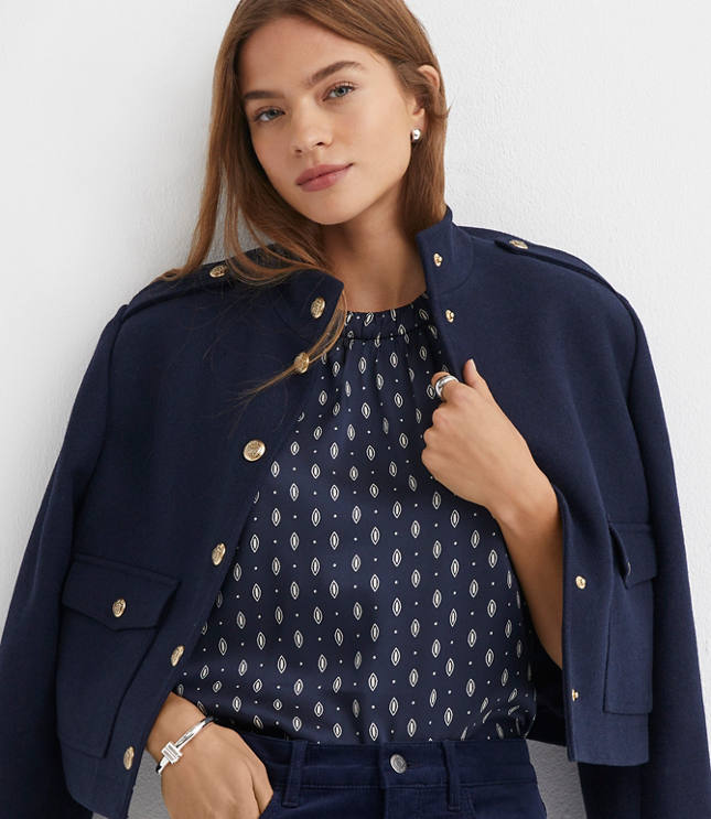 Petite Foulard Ruched Trim Shell