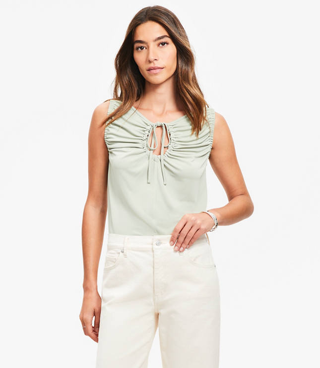 Petite Tie Keyhole Top