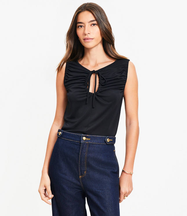 Petite Tie Keyhole Top