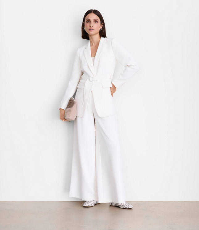 LOFT Versa Crepe Drape Belted Blazer