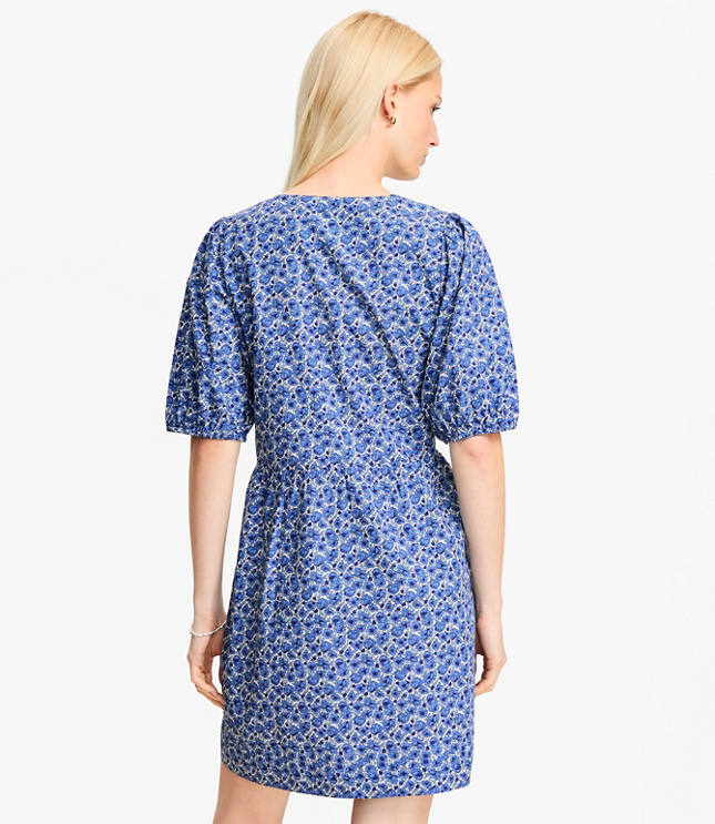 Floral Poplin Bow Mini Pocket Dress