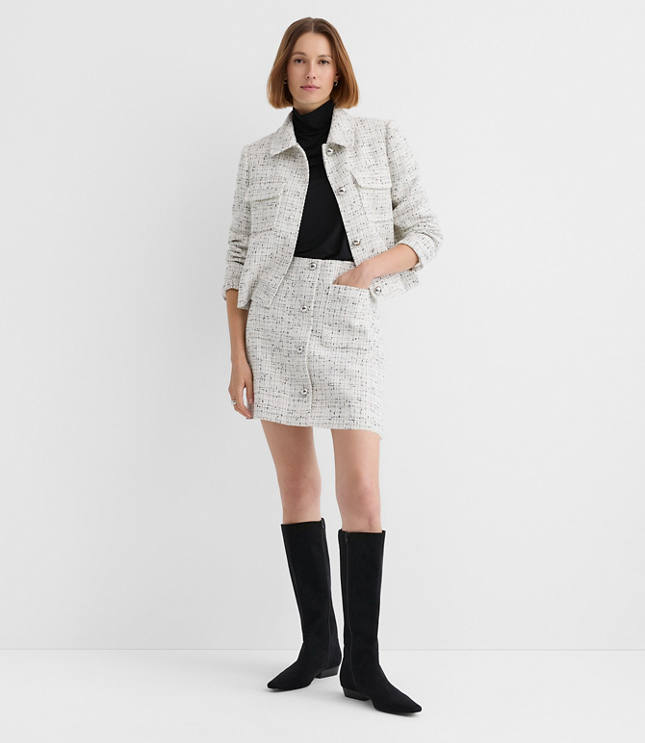 Petite Tweed Mini Patch Pocket Skirt