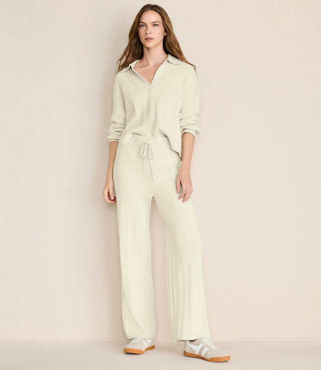 Petite Lou & Grey Heathered Ribbed Wide Leg Sweater Pants