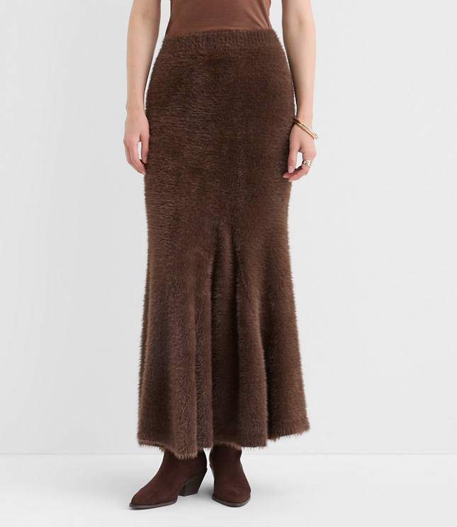 Fuzzy Godet Maxi Skirt