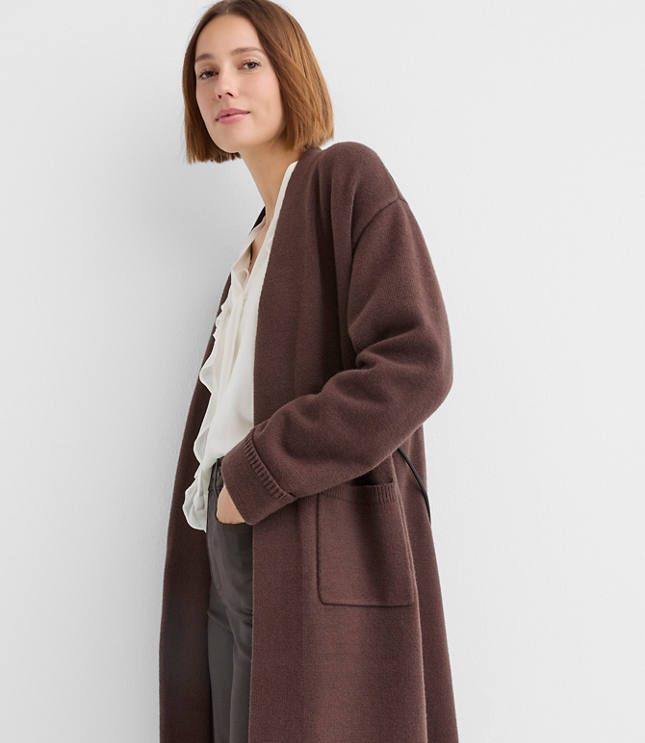 Faux Leather Belted Pocket Coatigan