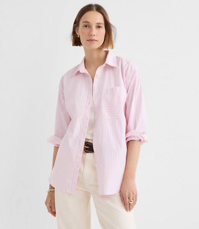 Striped Poplin Everyday Oversized Pocket Shirt