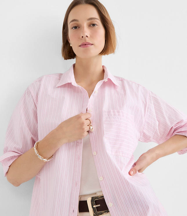 Striped Poplin Everyday Oversized Pocket Shirt