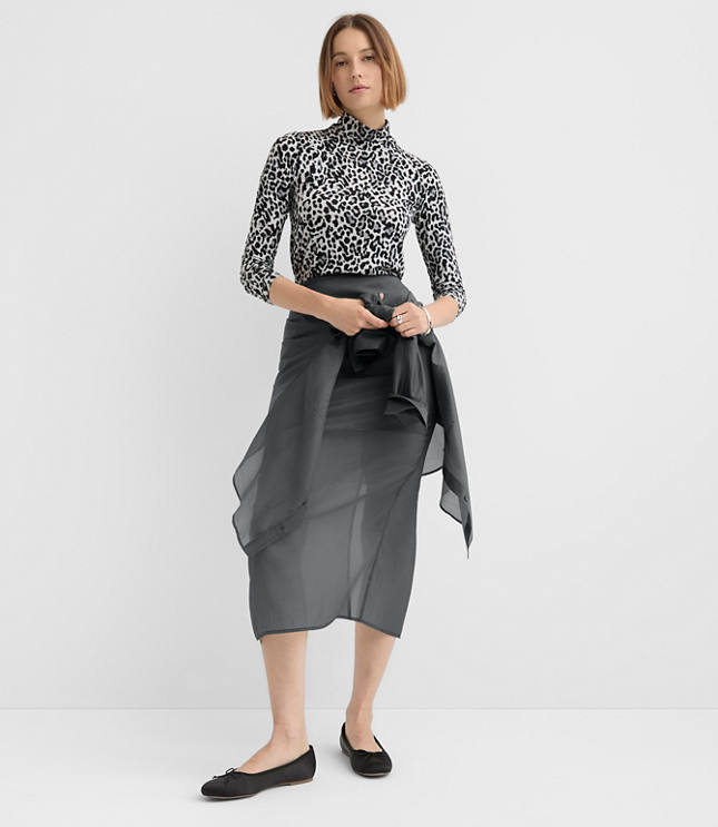 Leopard Print Jersey Turtleneck Top