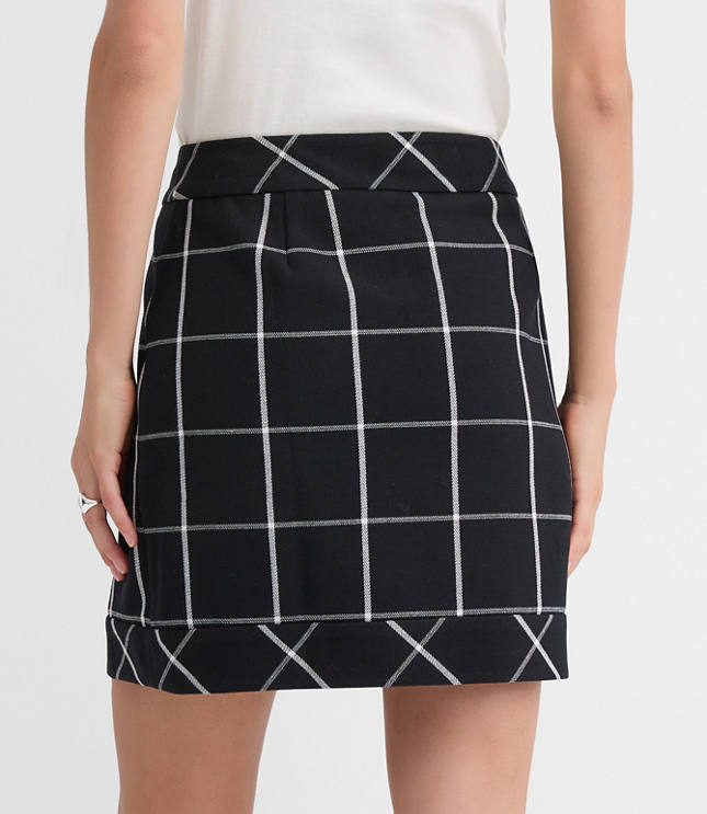 Petite Windowpane Wrap Mini Skirt