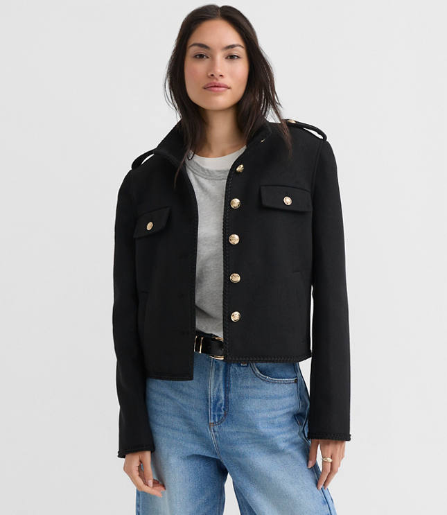 Petite Braided Trim Cadet Jacket