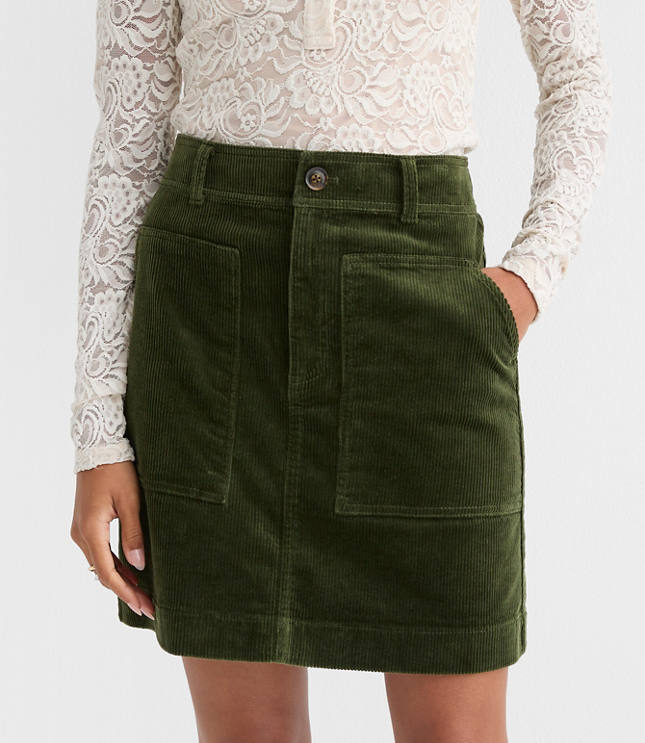 Petite Corduroy Mini Pocket Skirt