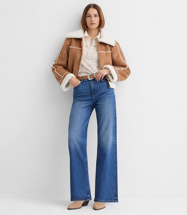 Petite Faux Suede Sherpa Jacket