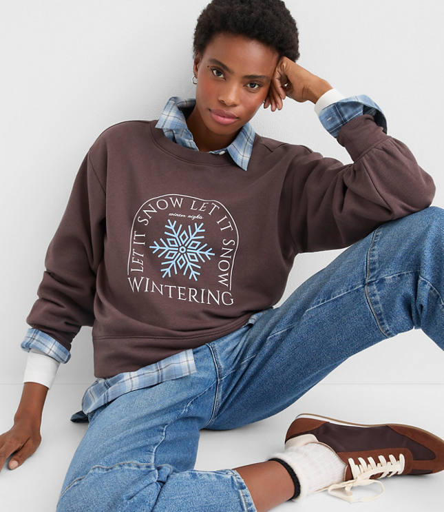 Let It Snow Terry Puff Sleeve Sweatshirt
