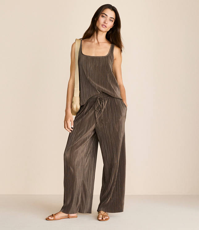Lou & Grey Plisse Wide Leg Crop Pants