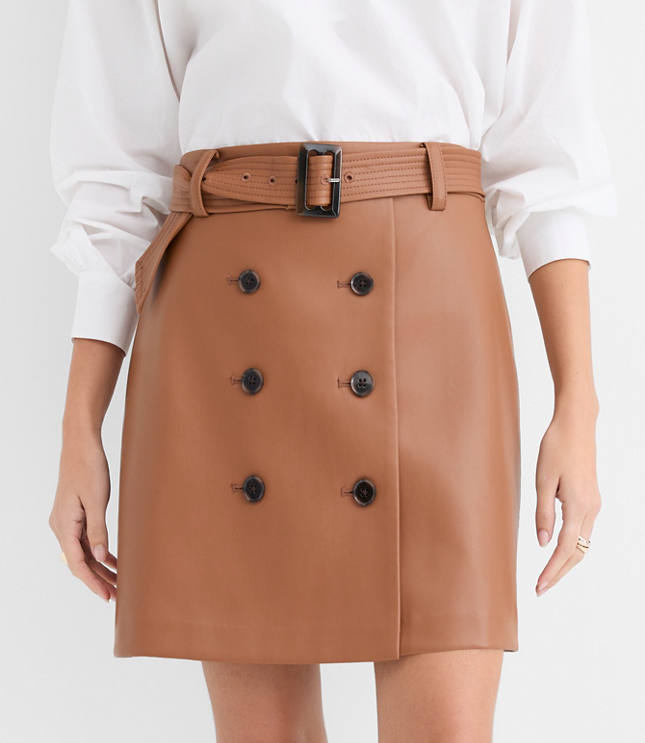 Faux Leather Trench Mini Skirt