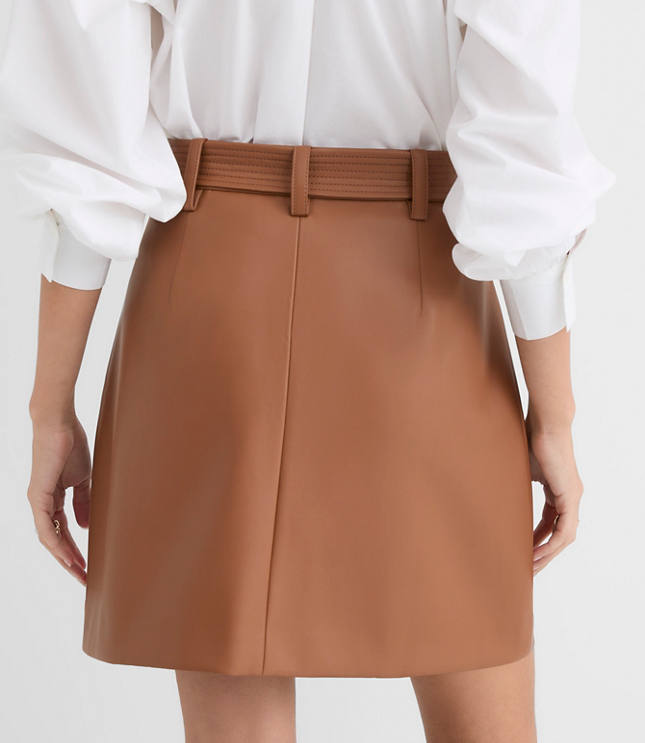 Faux Leather Trench Mini Skirt