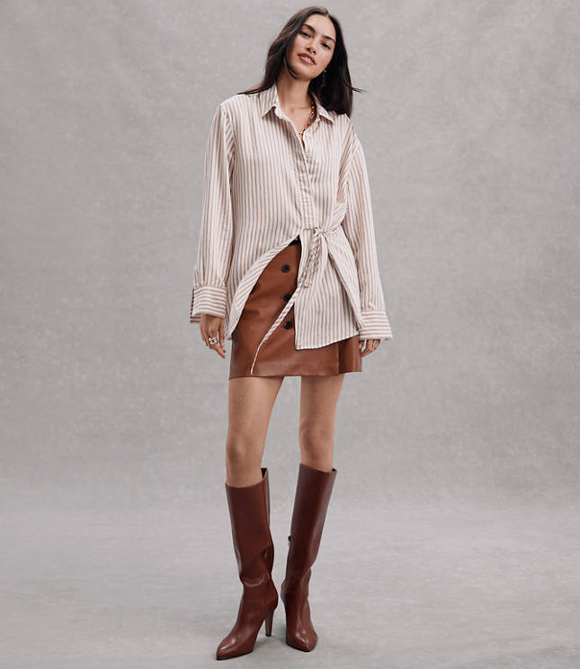 Faux Leather Trench Mini Skirt