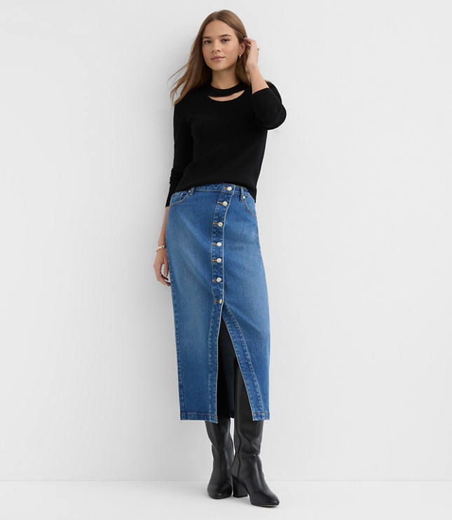 Ribbed Cutout Neck Sweater