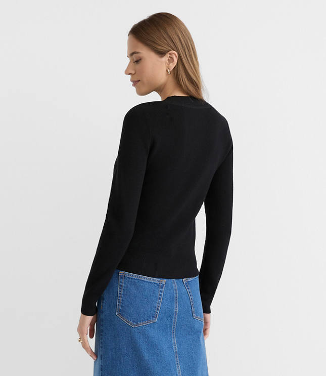 Ribbed Cutout Neck Sweater