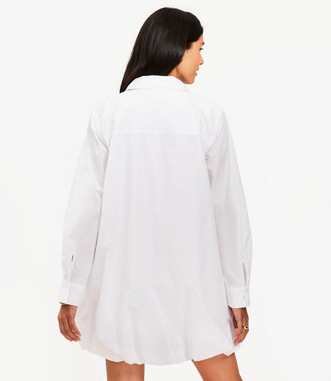 Petite Poplin Bubble Hem Mini Pocket Shirtdress