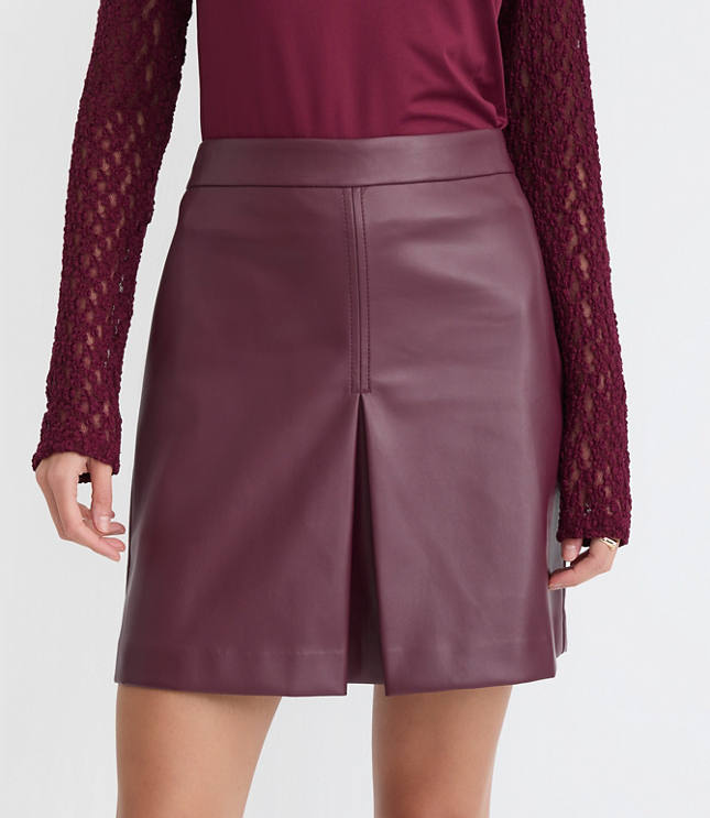 Petite Faux Leather Pleated Mini Skirt