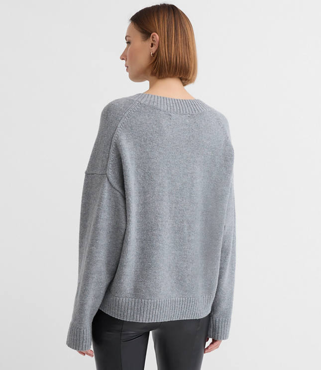 Heathered Slouchy V-Neck Sweater