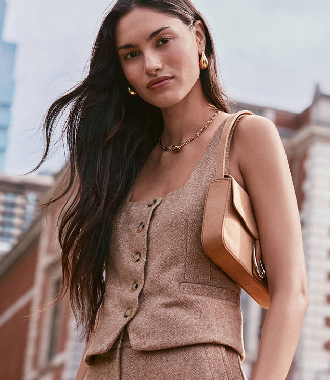 Petite Herringbone Square Neck Vest Top