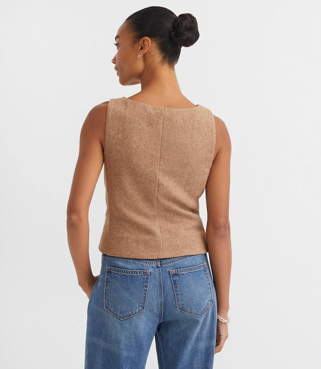 Petite Herringbone Square Neck Vest Top
