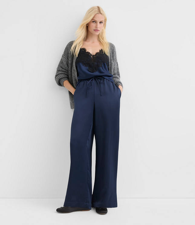 Petite Sawyer Pull On Pants in Satin