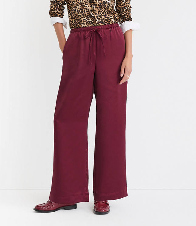 Petite Sawyer Pull On Pants in Satin